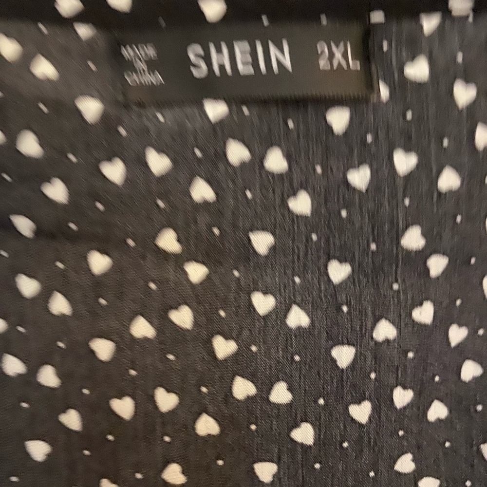 Swim cover up Black With White Hearts ruffled with tie women’s 2XL plus Sz SHEIN - Picture 2 of 7